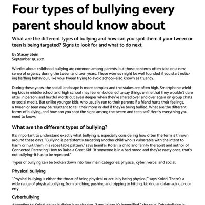 Four types of bullying every parent should know about